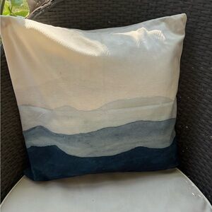Serene White and Blue Accent Pillow